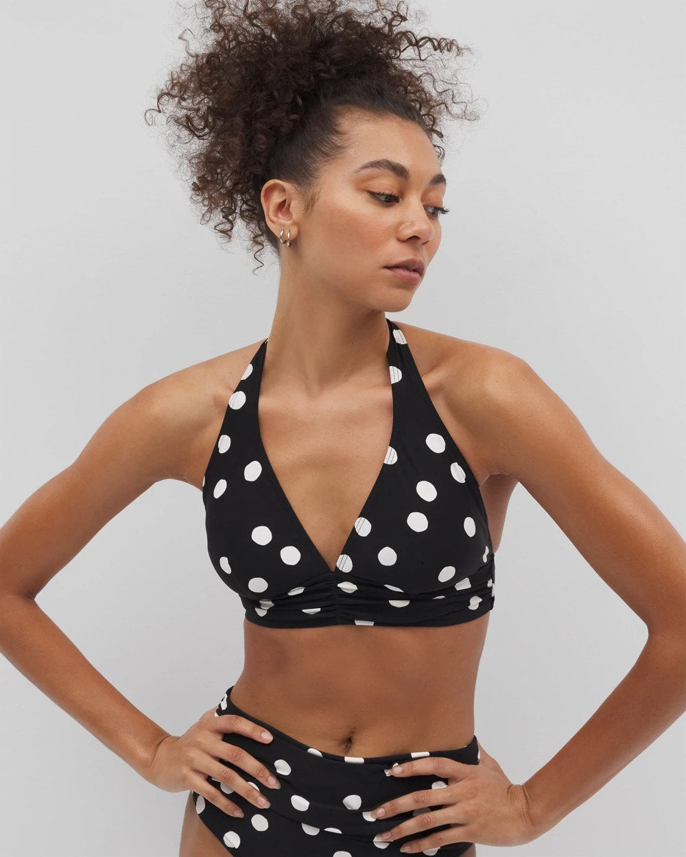 MOVEMENT DOT MINI B - Shirred Halterkini Top