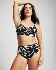 MEANDERING LEAF BLACK - High-Waist Enbliss Bottom