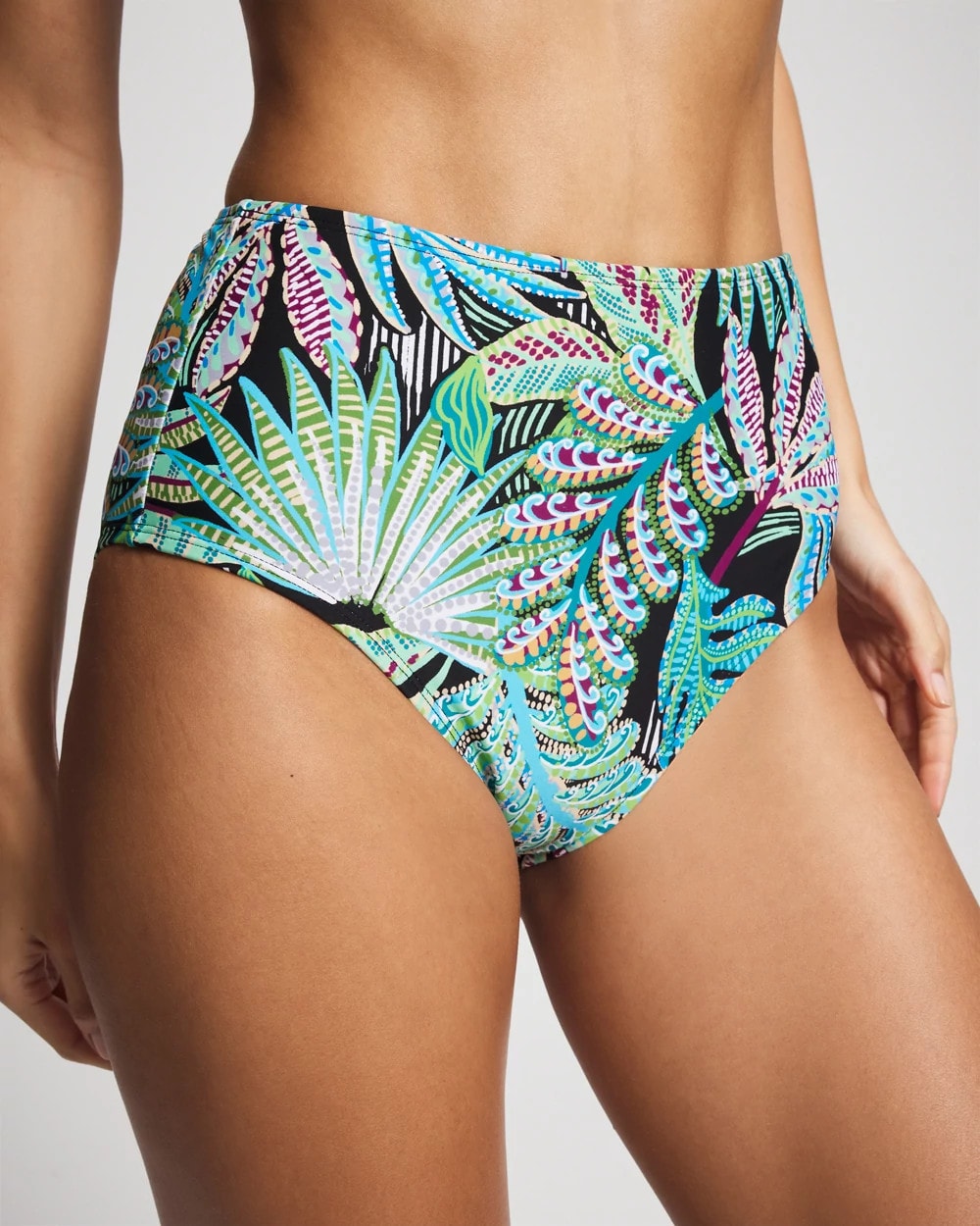 BLACK MULTI - Sea Life High-Waist Swim Bottom