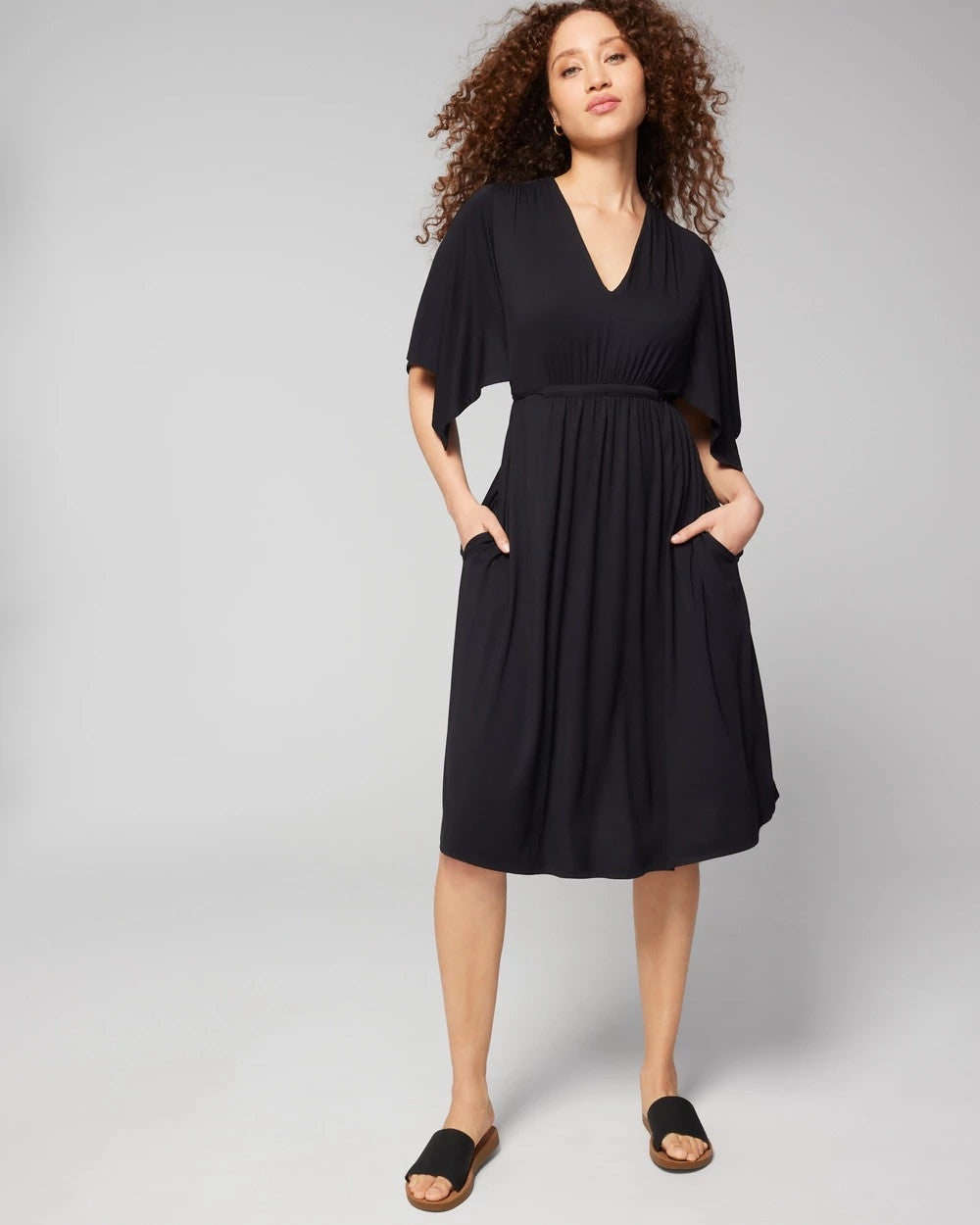 BLACK - Flutter Sleeve Short Bra Dress