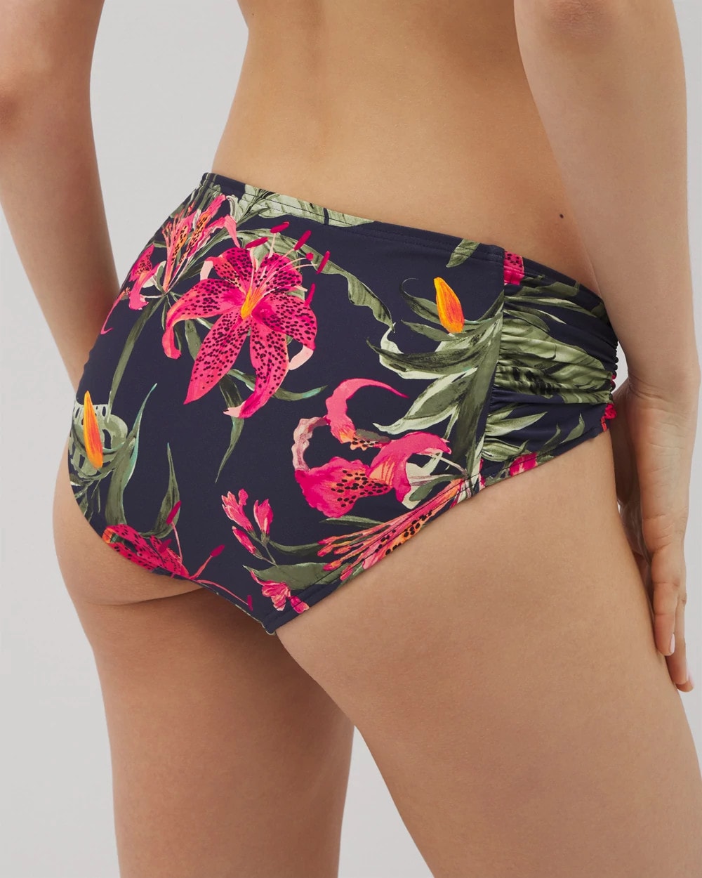 LE TIGRE TROPICAL NAVY - Soma Swim Ruched Bikini Bottoms