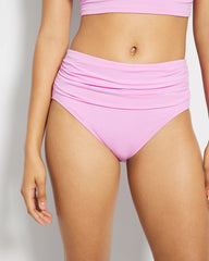 META MAUVE - Ruched High-Waist Bikini Bottom