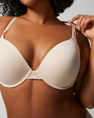 PALE SAND - Push-Up Plunge Bra with Lace