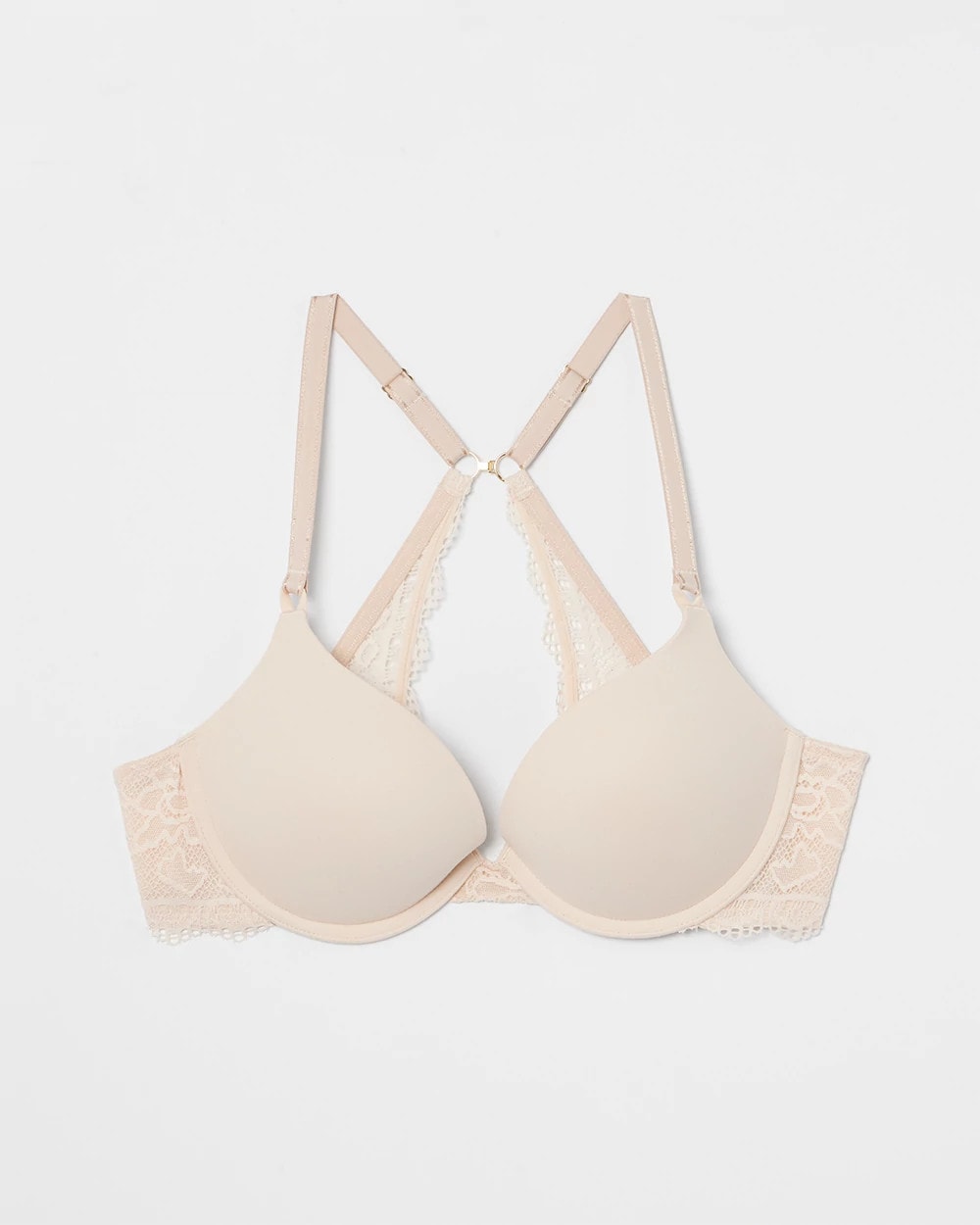 PALE SAND - Push-Up Plunge Bra with Lace