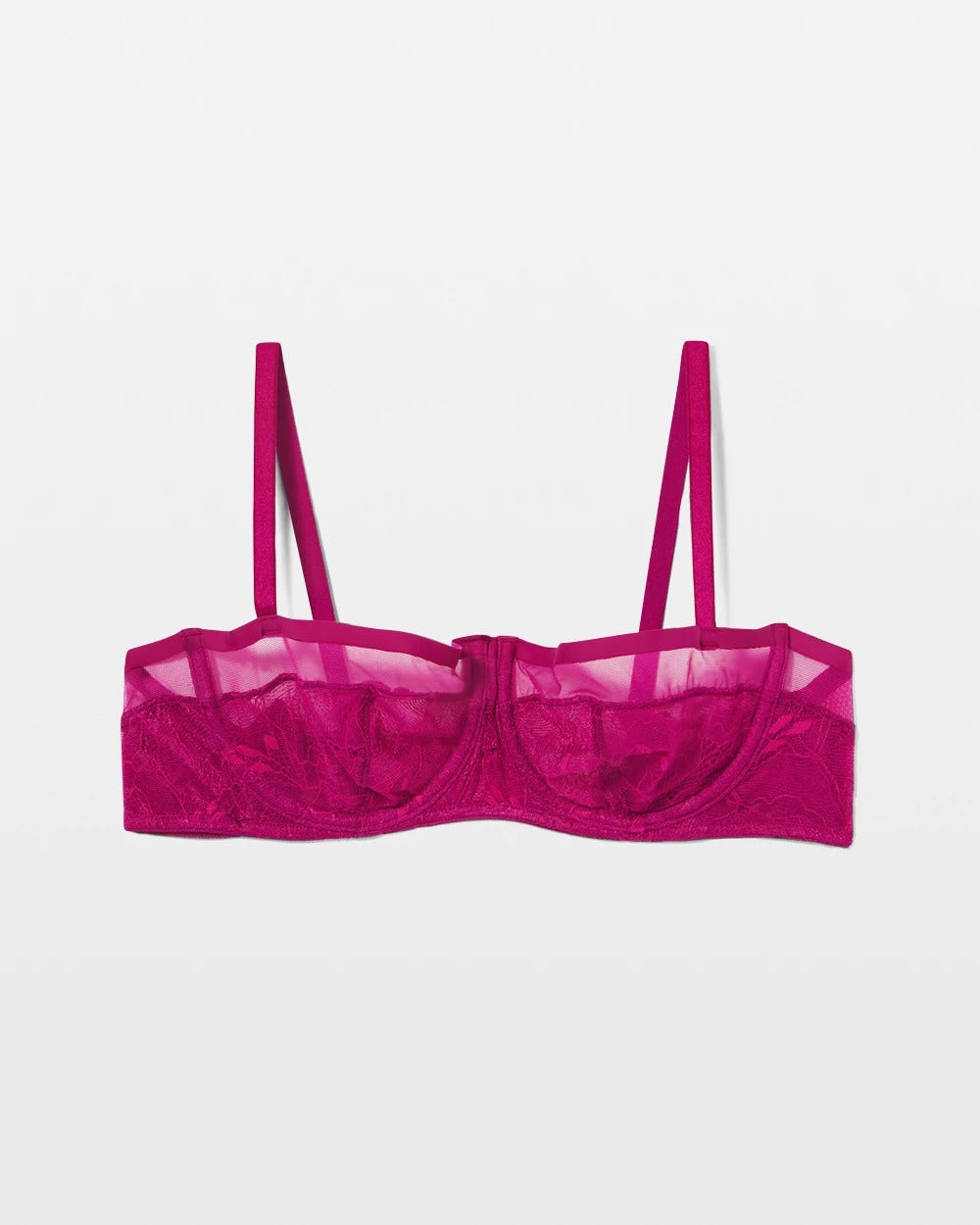 MAGENTA ORCHID - Sheer Lace Unlined Balconette Bra