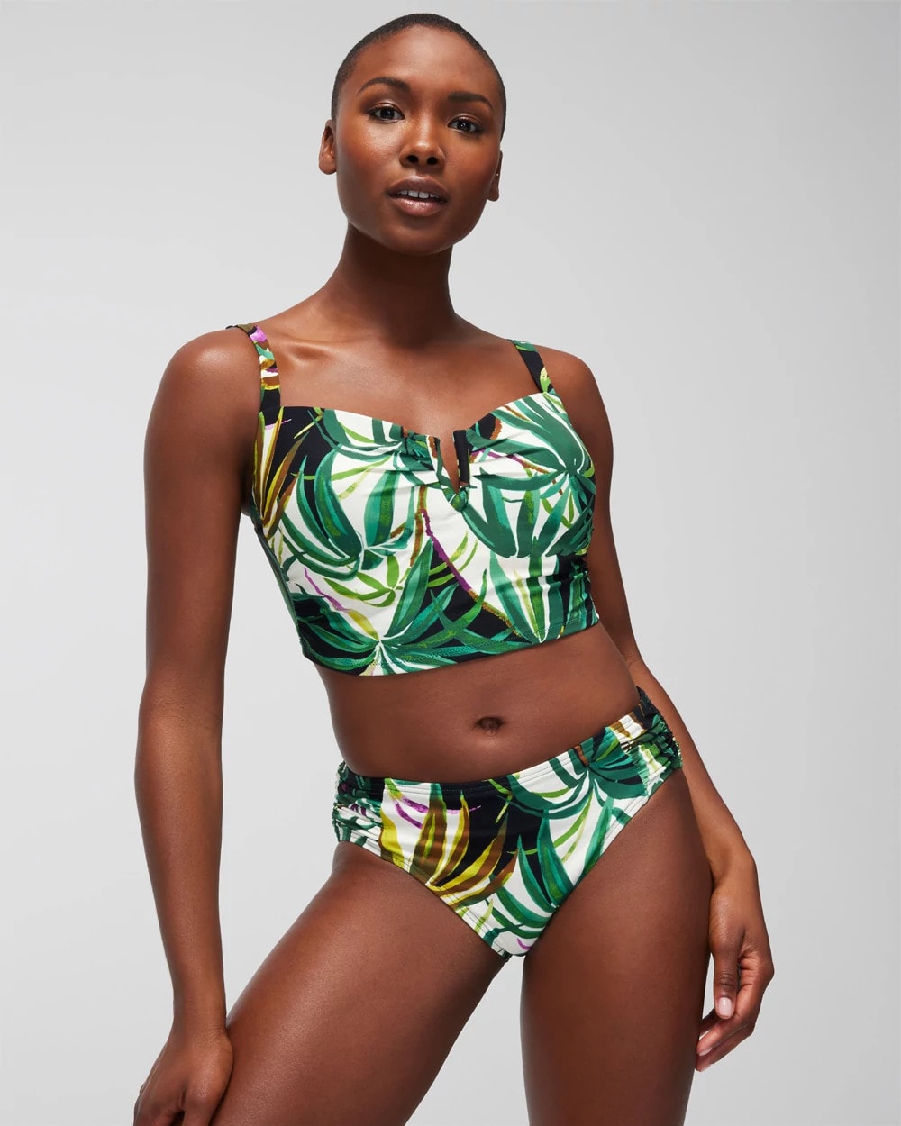 BUNGALOW PALMS MINI IVORY - Ruched Bikini Bottoms