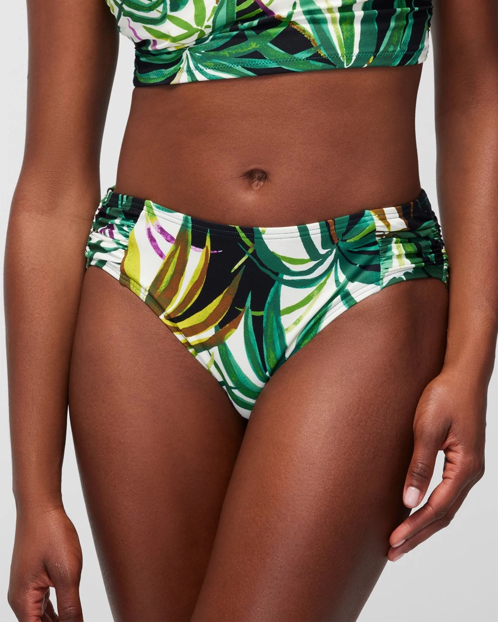 BUNGALOW PALMS MINI IVORY - Ruched Bikini Bottoms