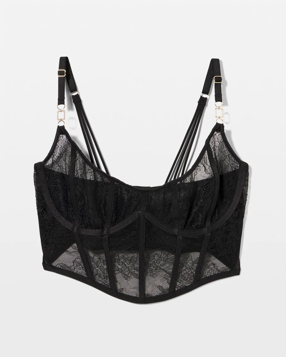 BLACK - Sheer Glam Long Line Scoop Bralette