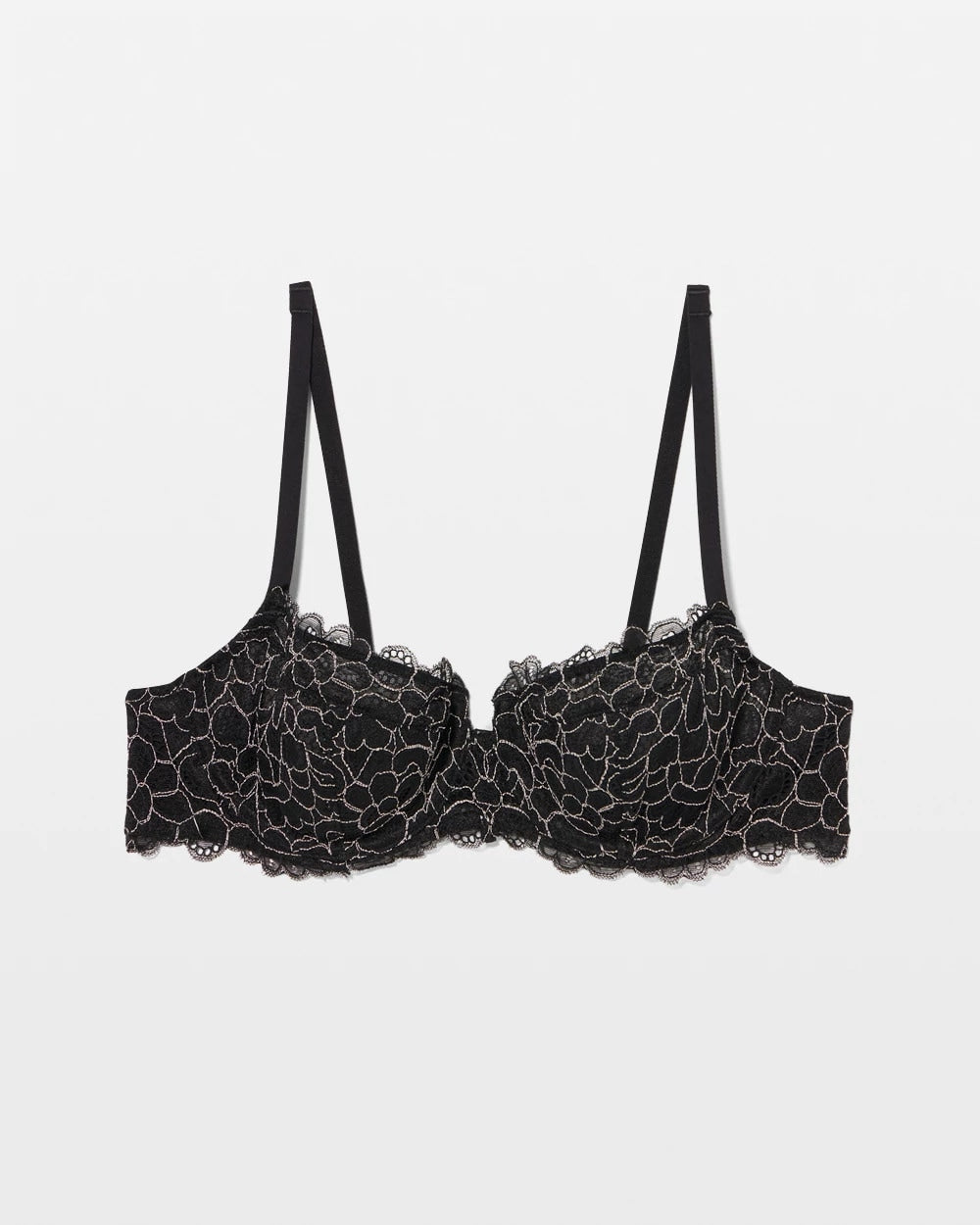 BLACK/IVORY CD - Soma Balconette Unlined Bra with Lace