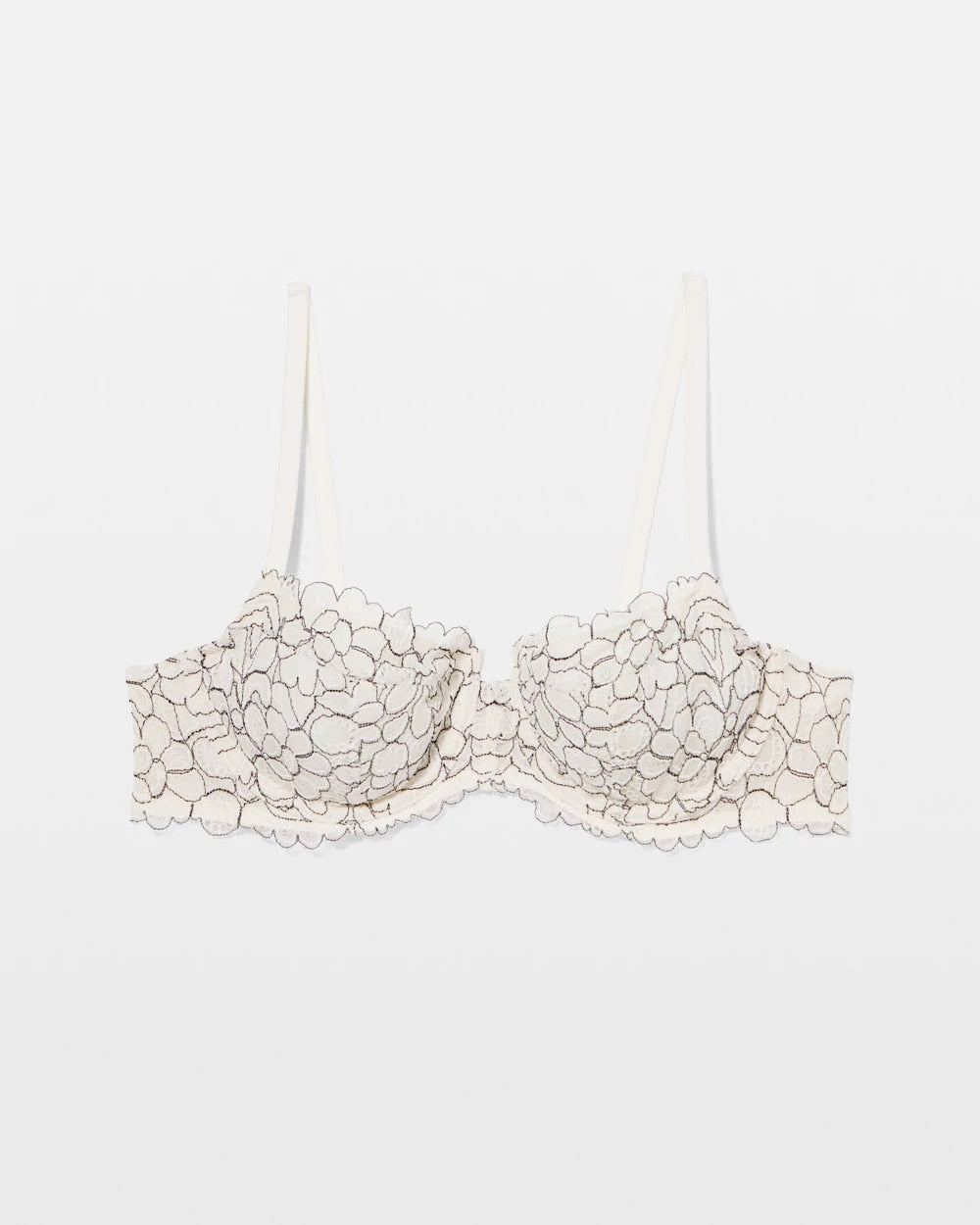 IVORY/BLACK CD - Soma Balconette Unlined Bra with Lace