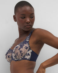 PALE SAND W NAVY - Unlined Bra