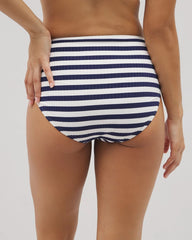 WIND DOWN STRIPE COCONUT - Soma Swim Ruched High-Waist Bikini Bottom