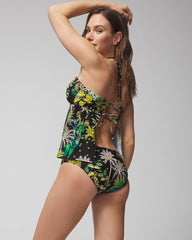 OASIS PALMS BLACK - Ruched Bikini Bottoms