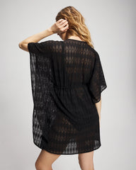 BLACK - Sunkissed Crochet Chiffon Caftan