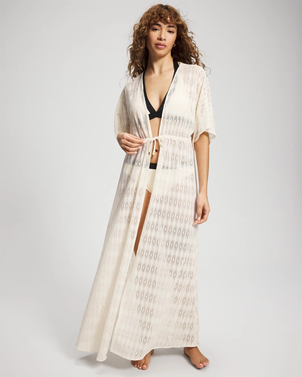 COCONUT WATER - Sunkissed Crochet Open-Front Caftan