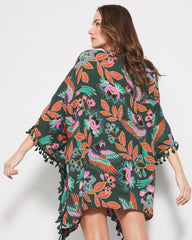 PARROT-ISE LUSH EMERALD - Tie-Front Cover-Up