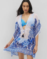 WHITE MULTI - Beyond Control Sea Life Chiffon Caftan