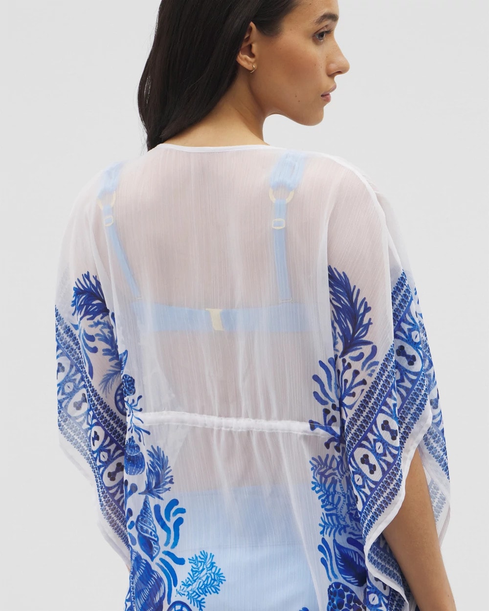 WHITE MULTI - Beyond Control Sea Life Chiffon Caftan