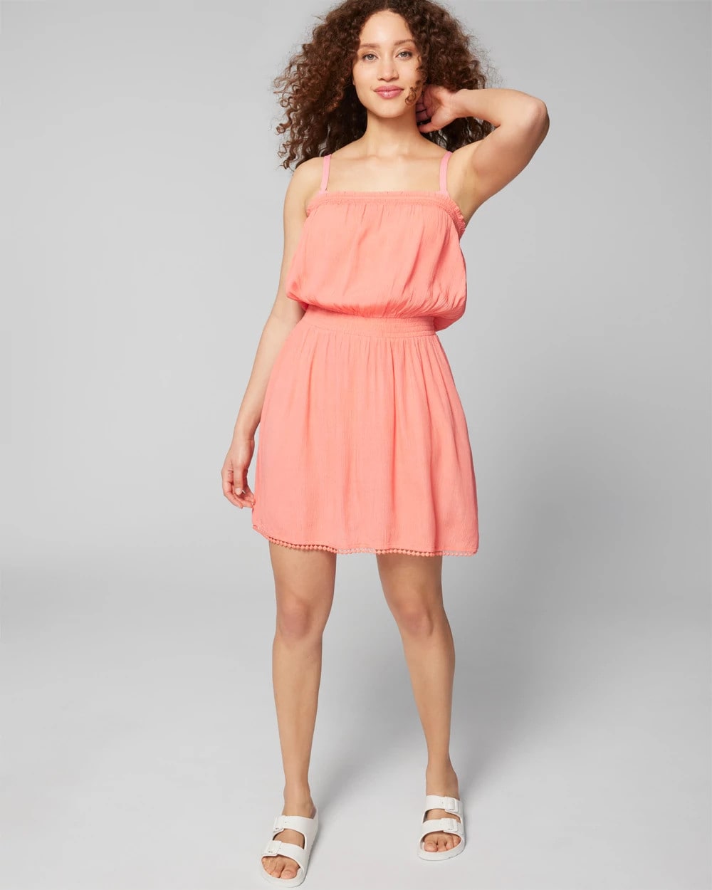 SHELL PINK - Bandeau Pom-Trim Cover-Up