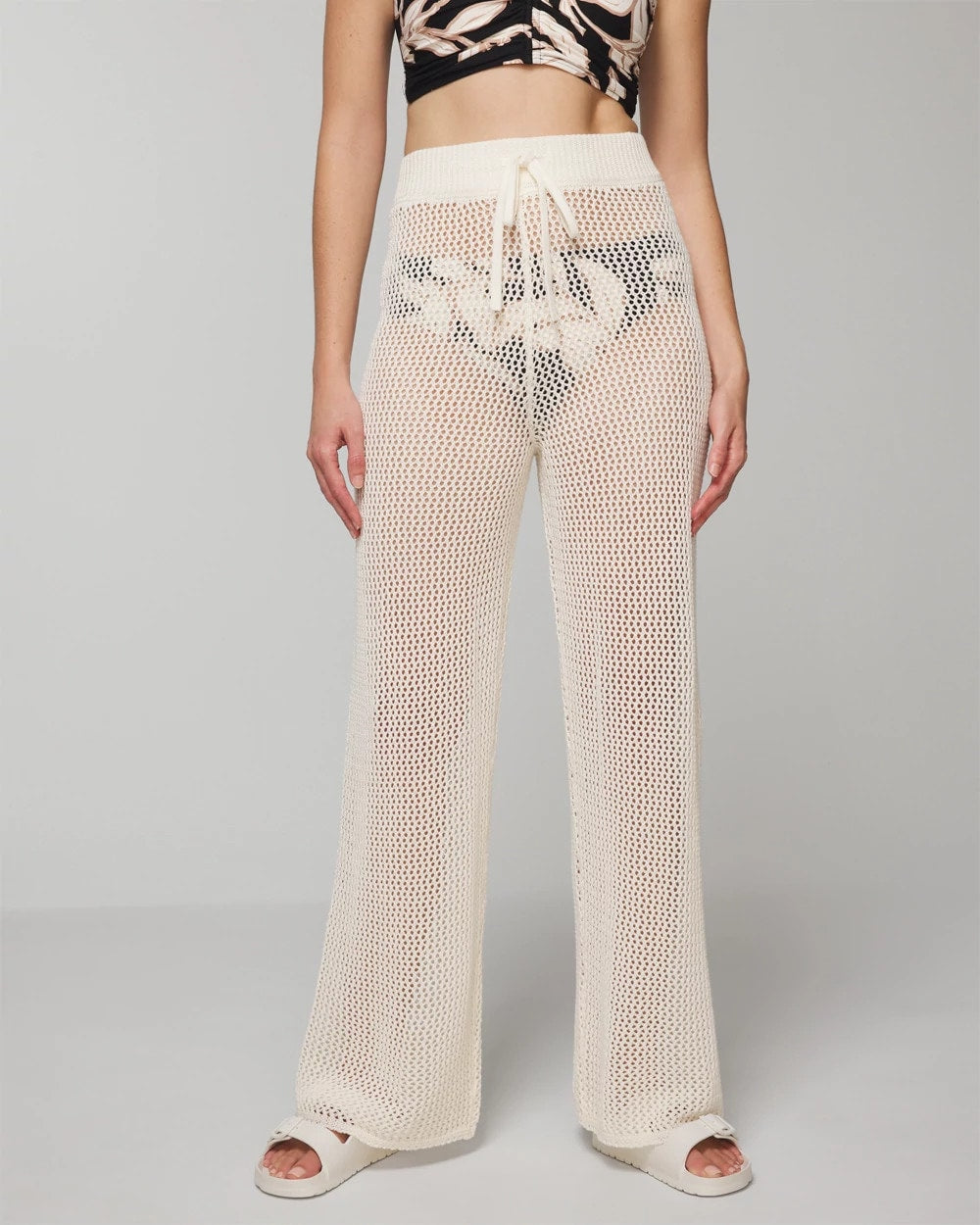 COCONUT - Cotton Crochet-Style Wide-Leg Pants
