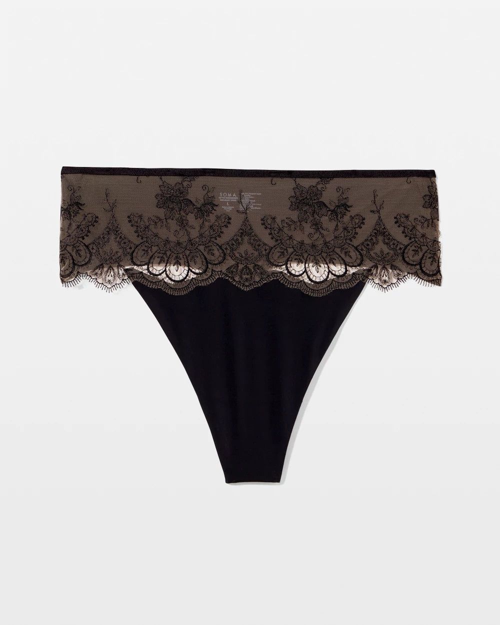 - Tattoo Lace Embroidered High Waist Thong Panty