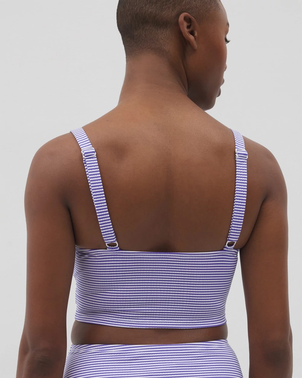 BLUE SEERSUCKER - Seersucker V-Wire Cropped Bikini