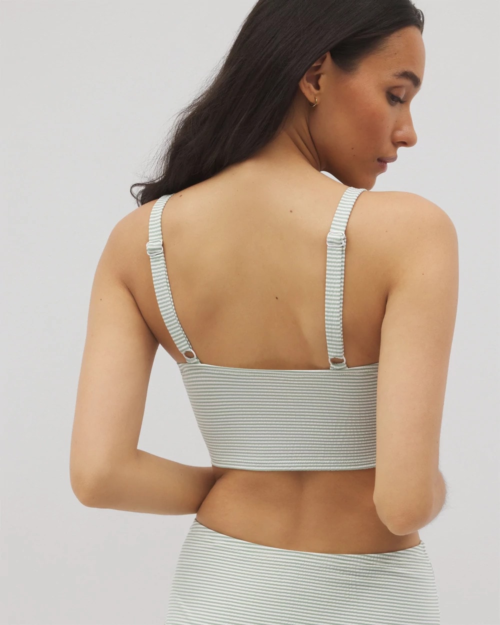GREEN SEERSUCKER - Seersucker V-Wire Cropped Bikini