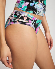 LUSH TROPICAL BLACK - Enbliss Ruched Side Bikini Bottom