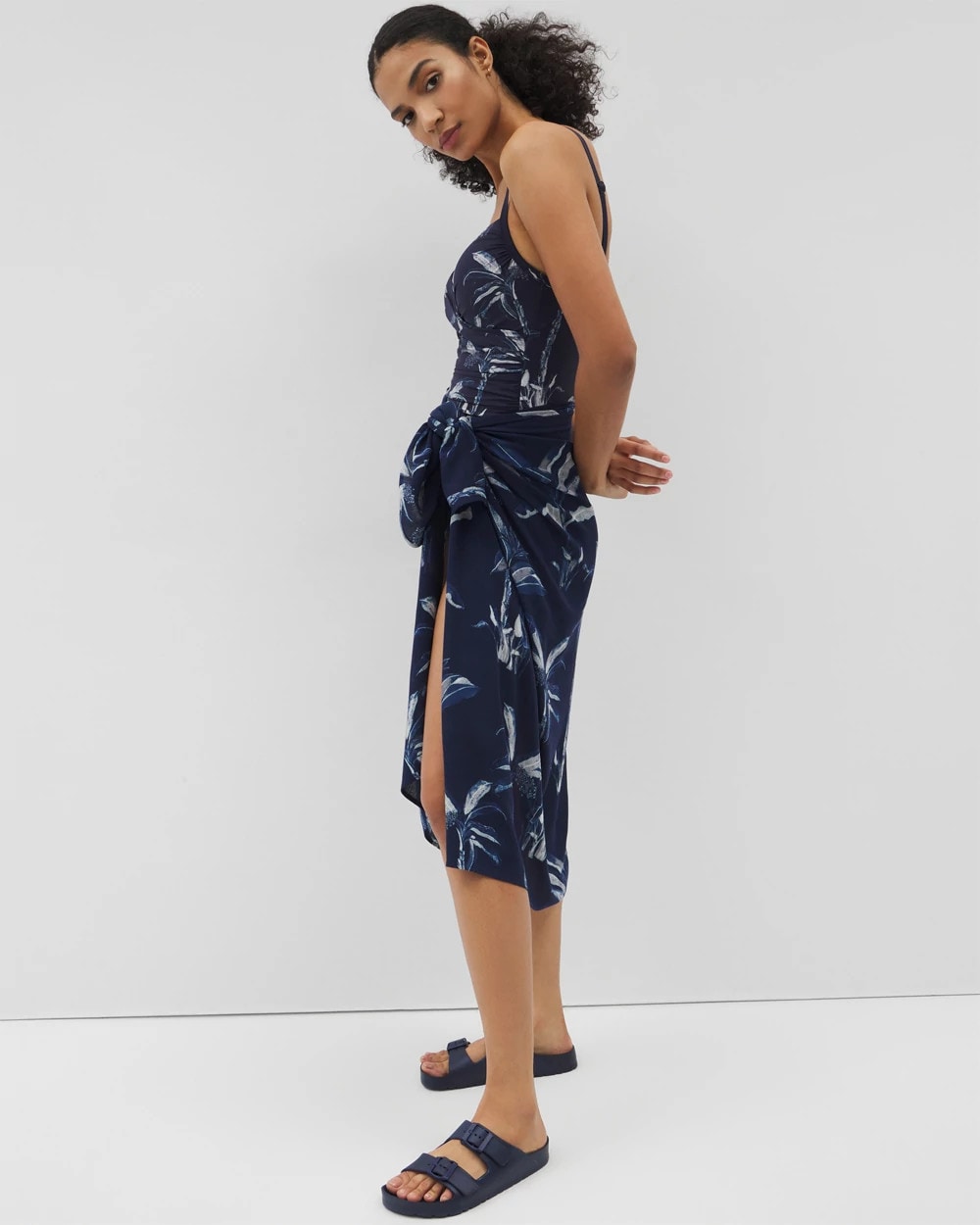 PALM TOILE NIGHTFALL NAVY - Rayon Crepe Pareo