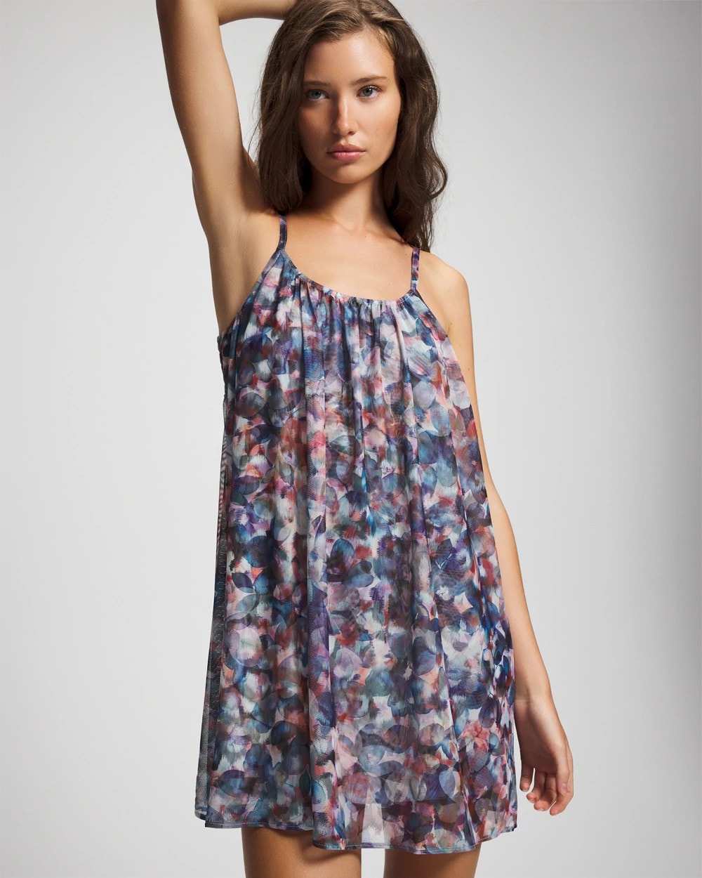 PETAL MOSAIC PETROL - Mesh Ruched Chemise